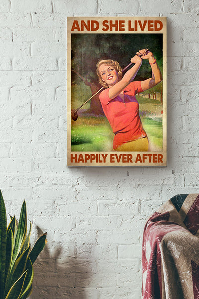 Golf Girl And She Lived Happily Ever After Canvas Ideas, Canvas Hanging Prints,  Gift Idea Framed Prints, Canvas