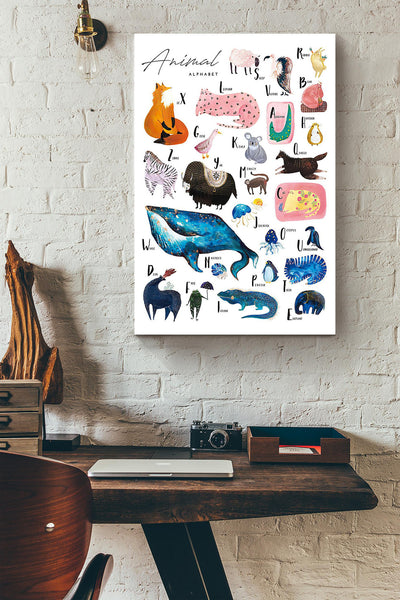 Animals Around The World Alphabet Teacher Canvas Ideas, Canvas Hanging Prints,  Gift Idea Framed Prints, Canvas