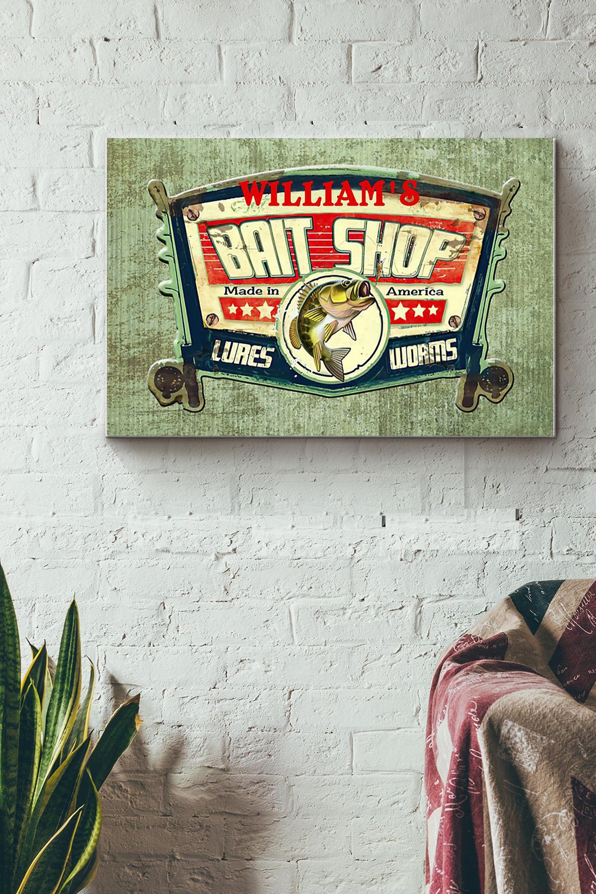 Fishing Bait Shop Vintage Canvas Ideas, Canvas Hanging Prints,  Gift Idea Framed Prints, Canvas