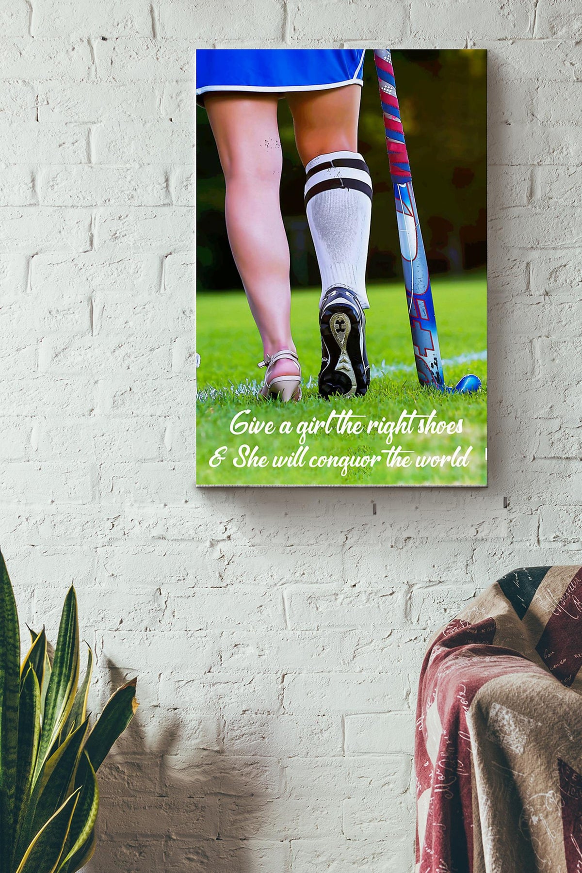 Give A Girl The Right Shoes And She Can Conquer The World Hockey Girl Canvas Ideas, Canvas Hanging Prints,  Gift Idea Framed Prints, Canvas