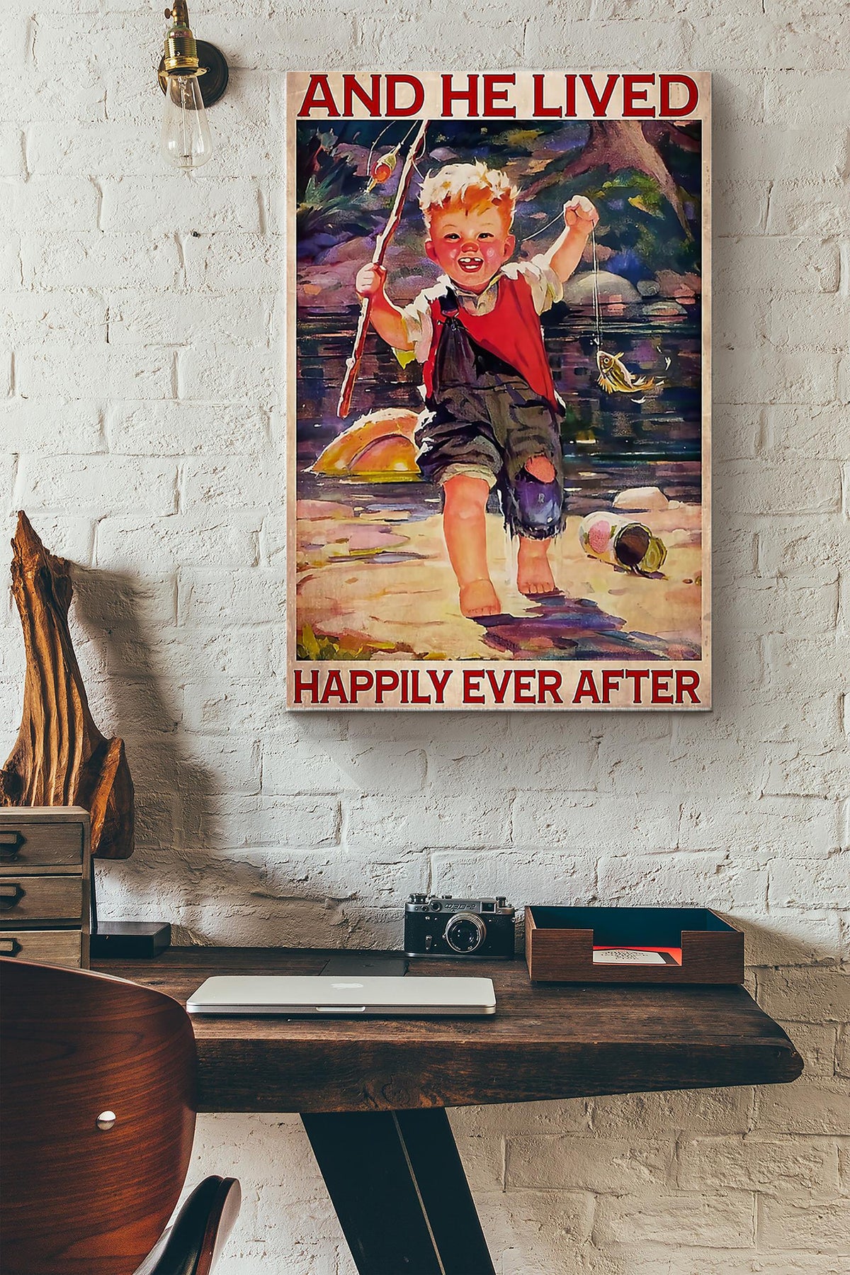 Fishing And He Lived Happily Ever After Wrapped Canvas