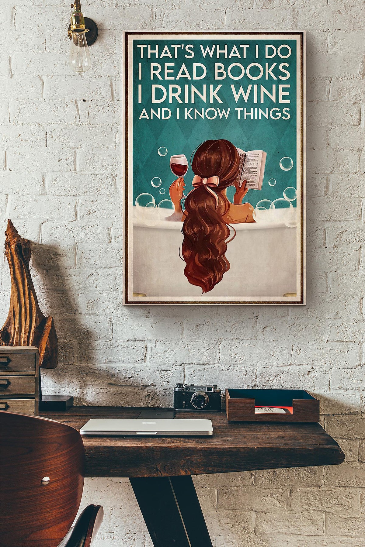 Girl Reading Drinking Wine In Bathtub Canvas Ideas, Canvas Hanging Prints,  Gift Idea Framed Prints, Canvas