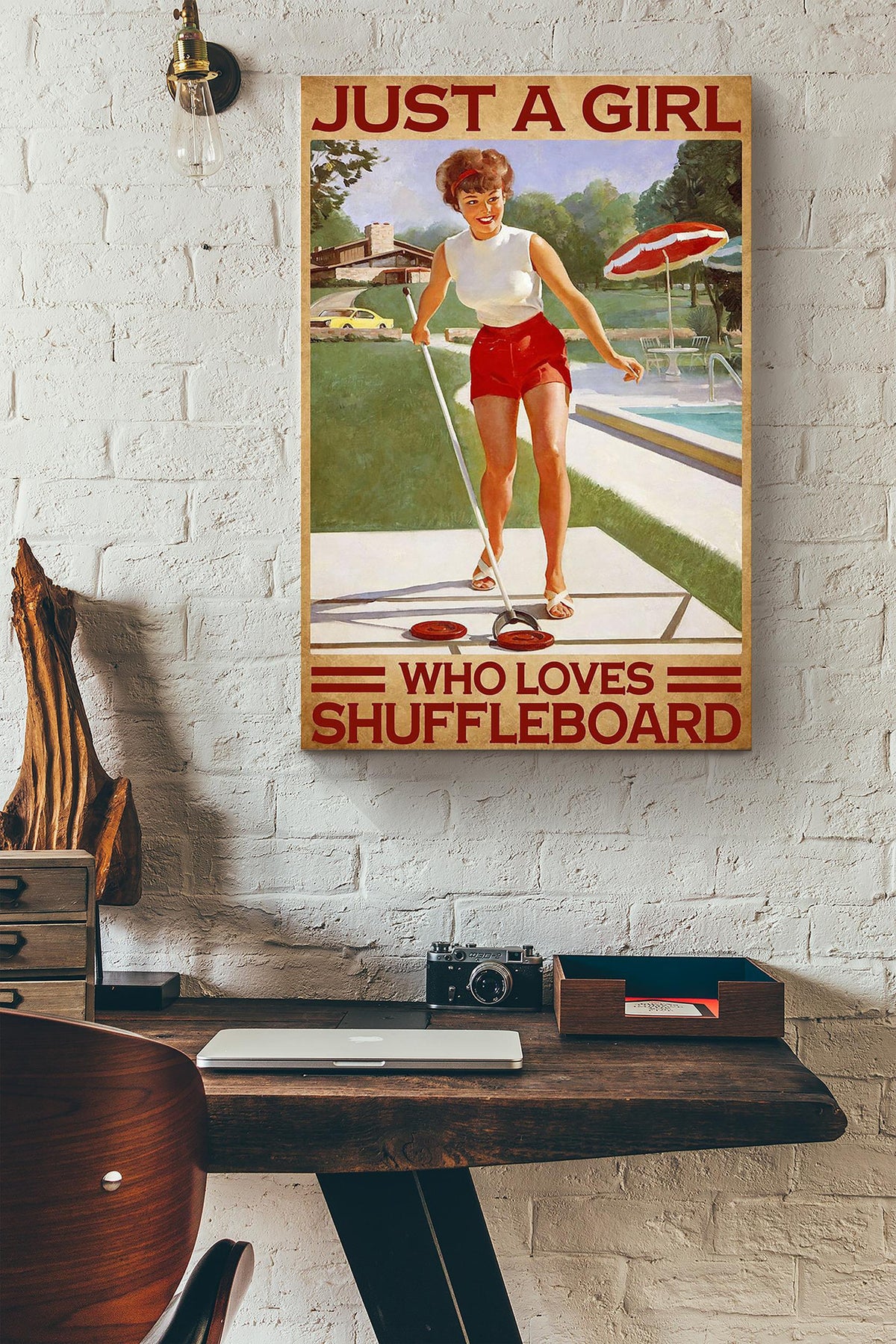 Just A Girl Who Loves Shuffleboard Canvas Ideas, Canvas Hanging Prints,  Gift Idea Framed Prints, Canvas
