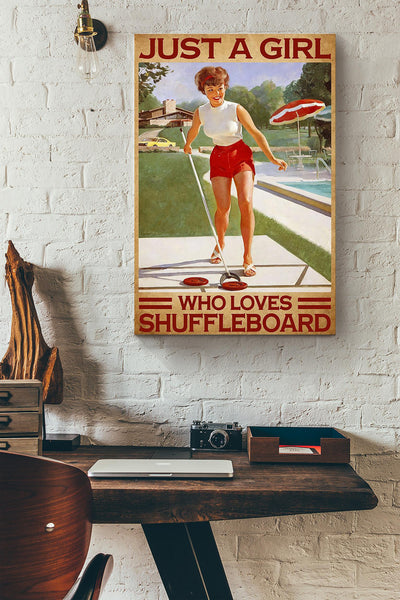 Just A Girl Who Loves Shuffleboard Canvas Ideas, Canvas Hanging Prints,  Gift Idea Framed Prints, Canvas