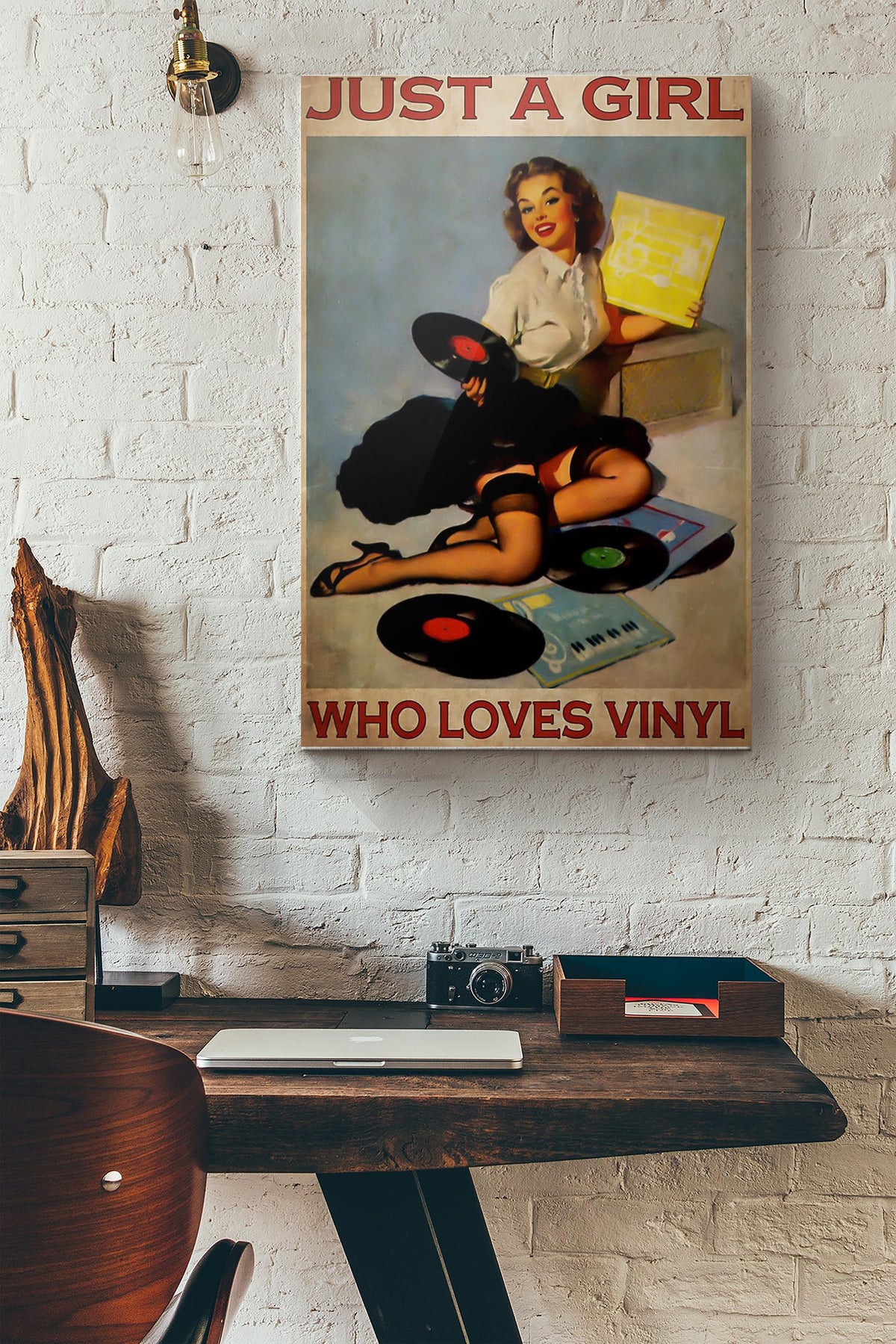 Just A Girl Who Loves Vinyl Canvas Ideas, Canvas Hanging Prints,  Gift Idea Framed Prints, Canvas