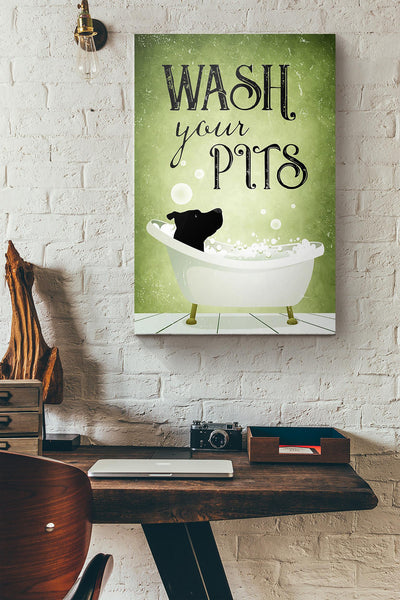 Pitbull Dogs Wash Your Pits Canvas Ideas, Canvas Hanging Prints,  Gift Idea Framed Prints, Canvas