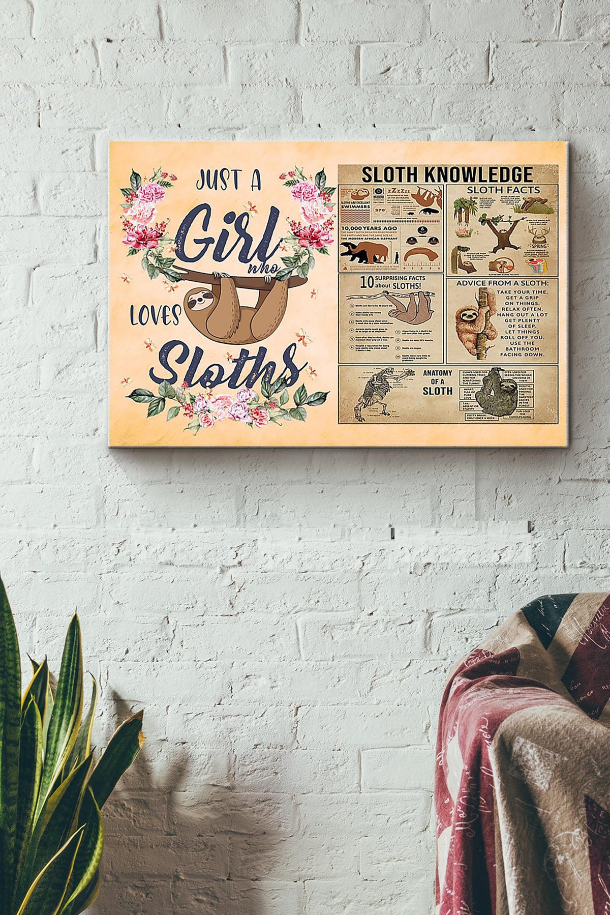 Just A Girl Who Loves Sloths Canvas Ideas, Canvas Hanging Prints,  Gift Idea Framed Prints, Canvas