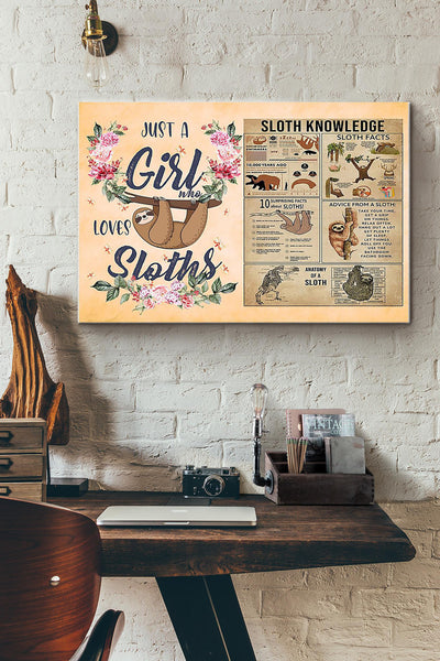 Just A Girl Who Loves Sloths Canvas Ideas, Canvas Hanging Prints,  Gift Idea Framed Prints, Canvas