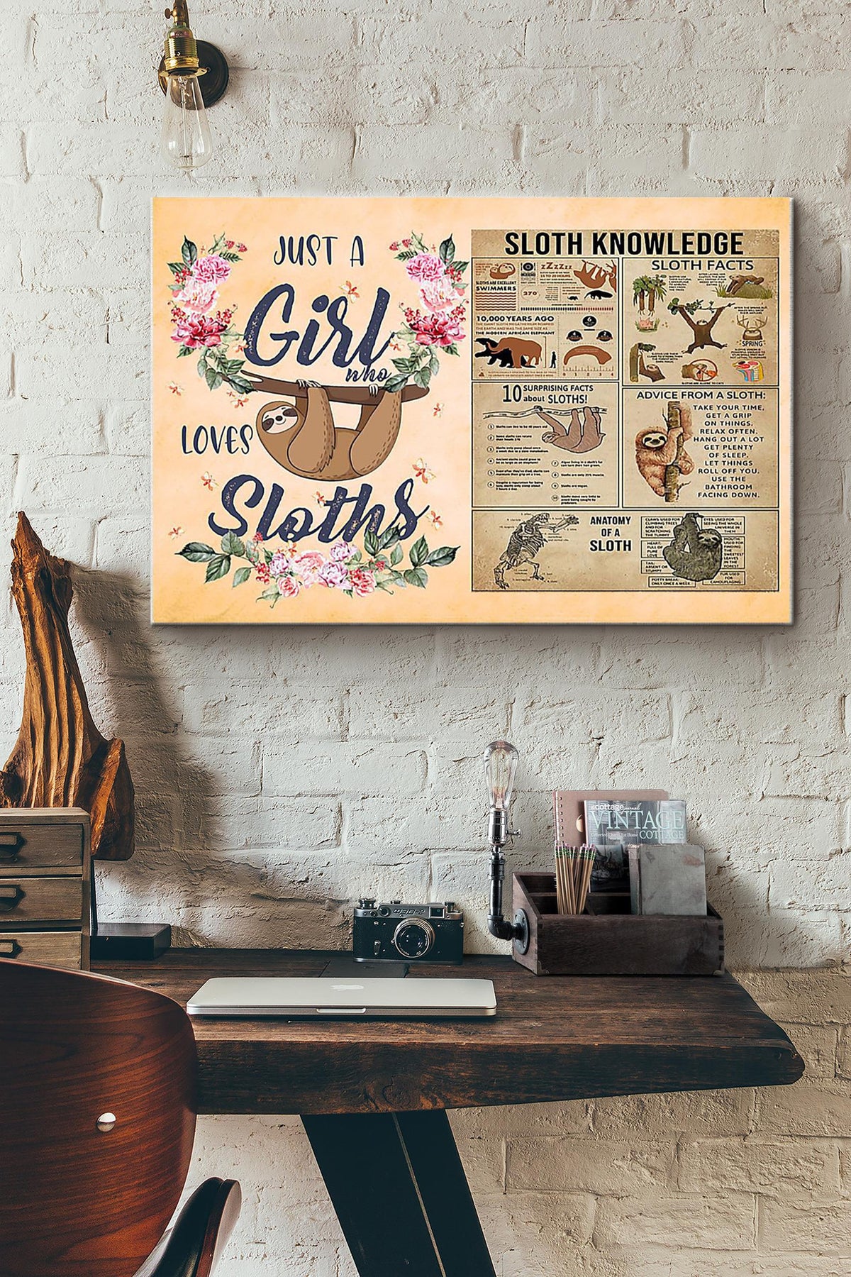 Just A Girl Who Loves Sloths Canvas Ideas, Canvas Hanging Prints,  Gift Idea Framed Prints, Canvas