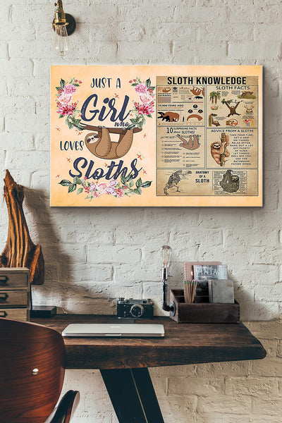 Just A Girl Who Loves Sloths Canvas Ideas, Canvas Hanging Prints,  Gift Idea Framed Prints, Canvas