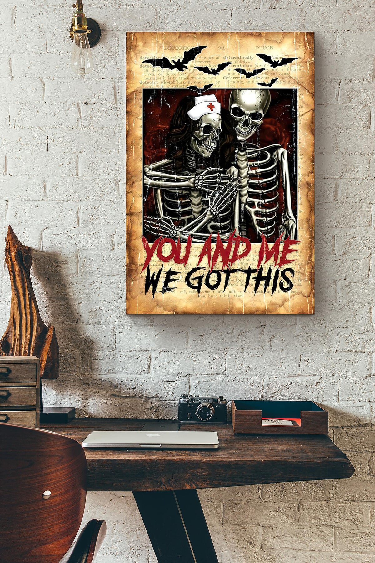 Skeleton Nurse Couple You And Me We Got This Canvas Ideas, Canvas Hanging Prints,  Gift Idea Framed Prints, Canvas