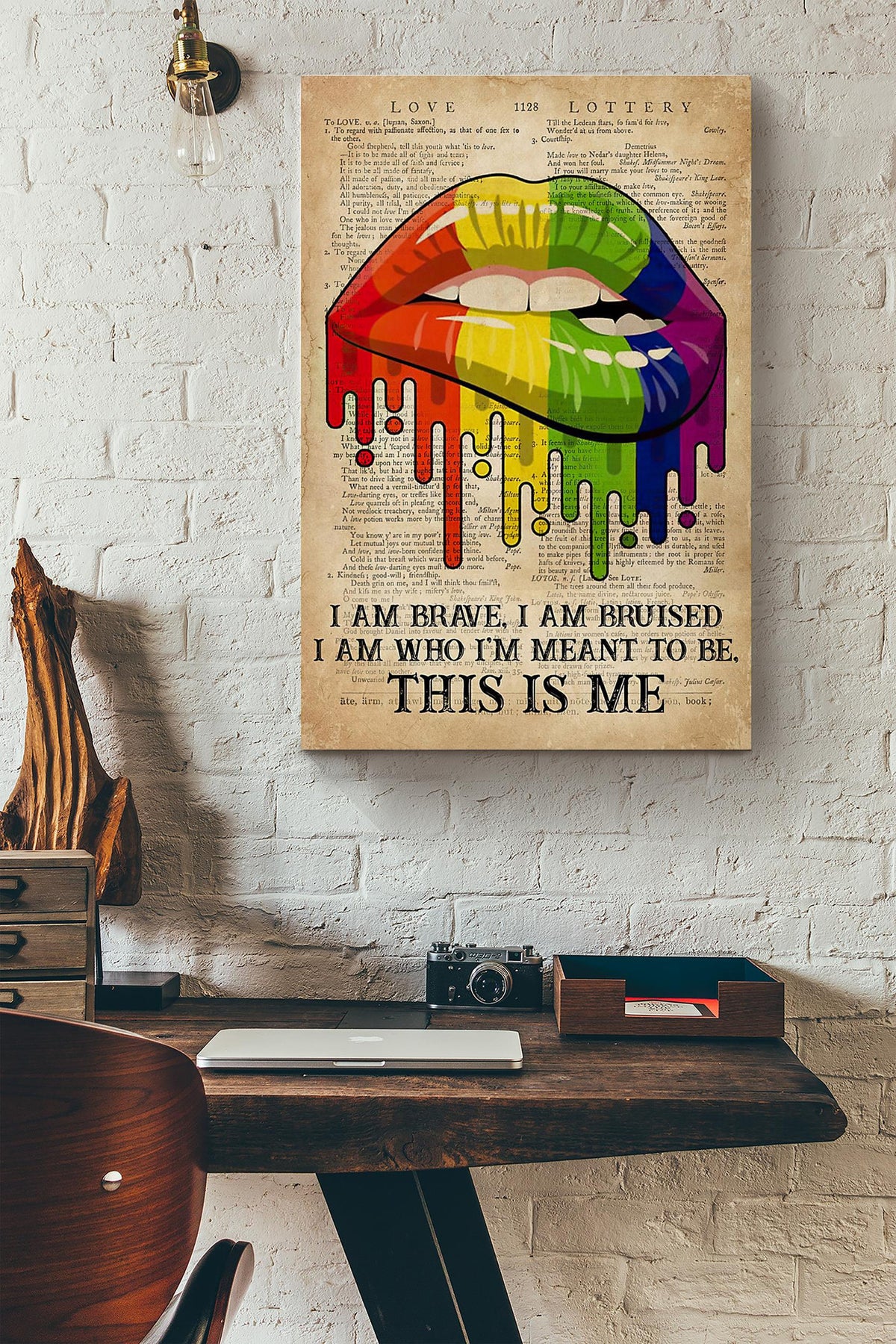 Lgbt Love Lips I Am Brave I Am Bruised This Is Me Dictionary Canvas Ideas, Canvas Hanging Prints,  Gift Idea Framed Prints, Canvas
