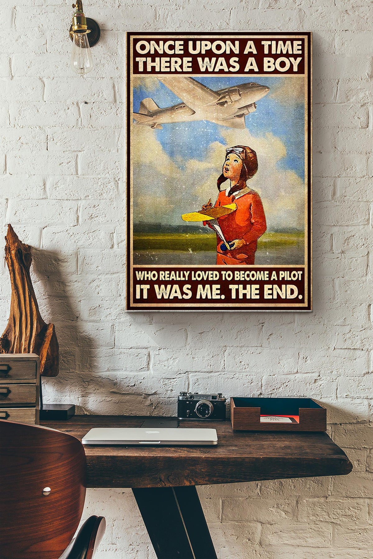 Once Upon A Time There Was A Boy Who Really Loved To Become A Pilot Canvas Ideas, Canvas Hanging Prints,  Gift Idea Framed Prints, Canvas