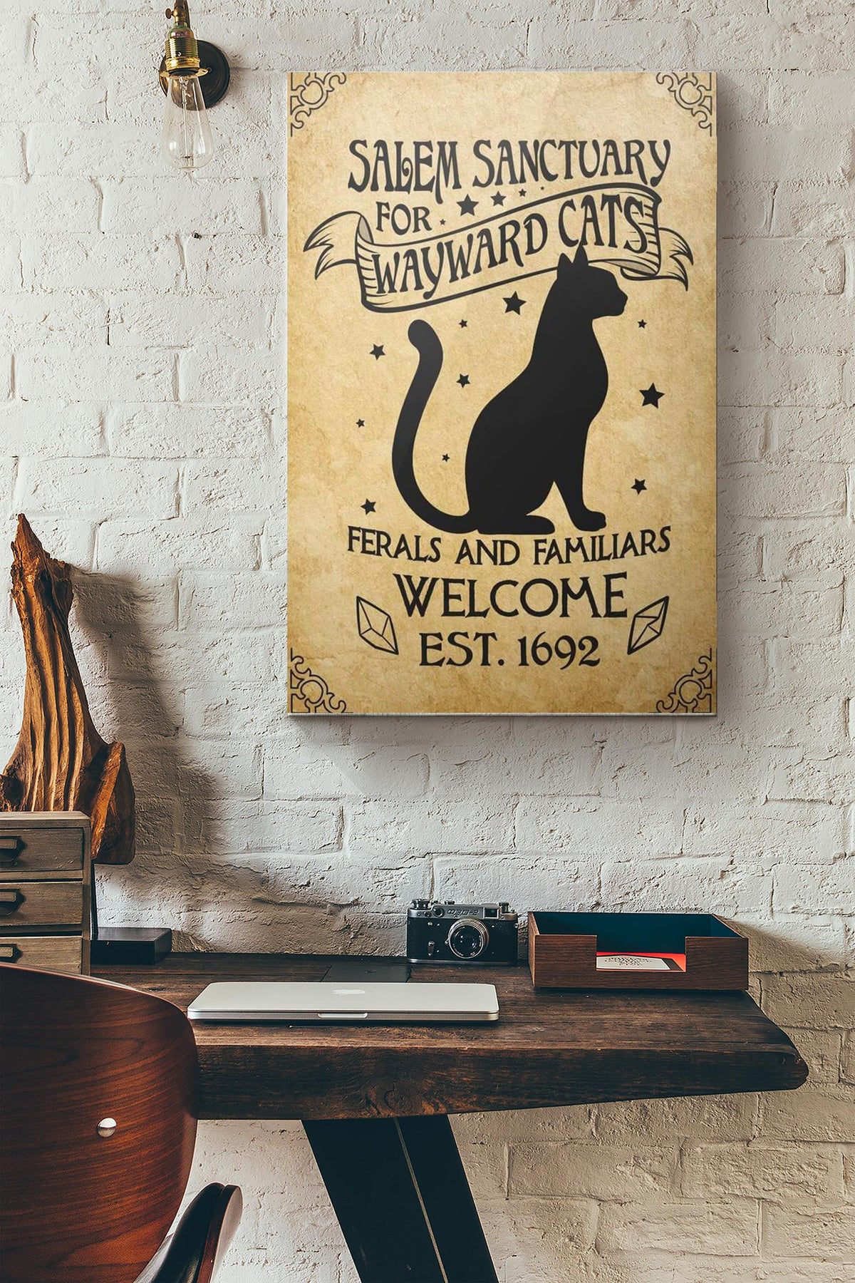 Salem Sanctuary For Wayward Cats Ferals And Familiars Welcome Est 1692 Canvas Ideas, Canvas Hanging Prints,  Gift Idea Framed Prints, Canvas