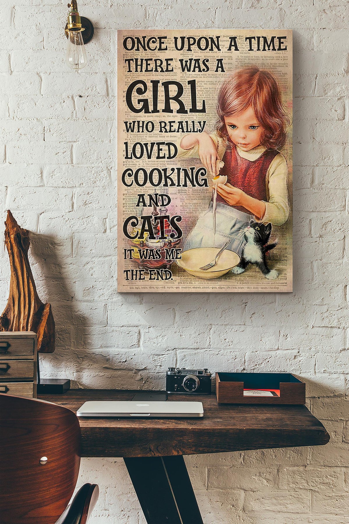 Once Upon A Time There Was A Girl Who Really Loved Cooking And Cats Dictionary Canvas Ideas, Canvas Hanging Prints,  Gift Idea Framed Prints, Canvas