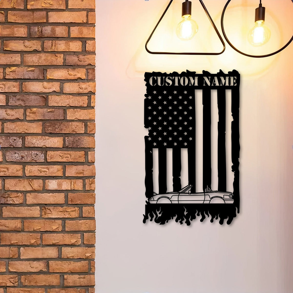 Miata MX-5 NA 1994 Silhouette Metal Wall Art, Classic Car Decor with American Flag, Gift for Men Husband