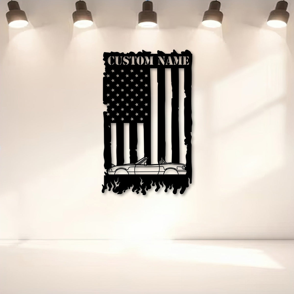 Miata MX-5 NA 1994 Silhouette Metal Wall Art, Classic Car Decor with American Flag, Gift for Men Husband