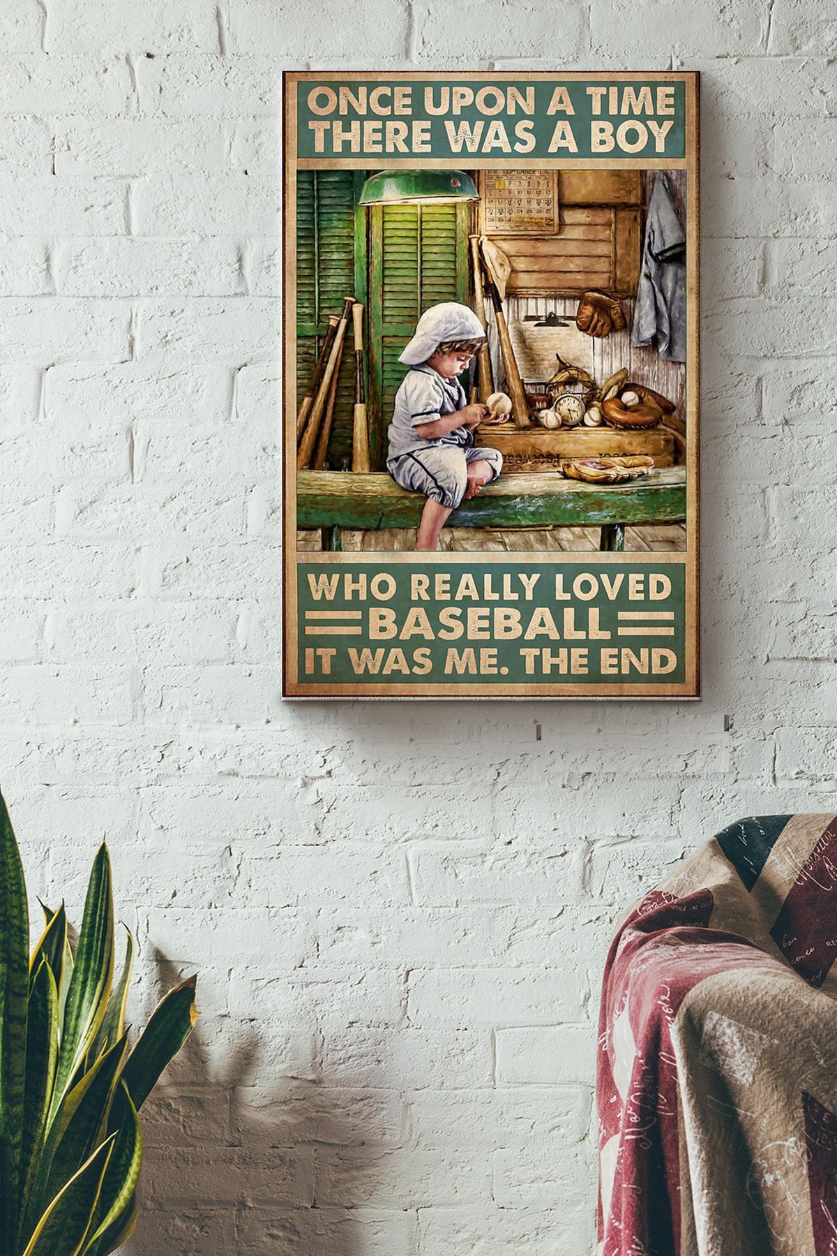 Once Upon A Time There Was A Boy Who Really Loved Baseball Canvas Ideas, Canvas Hanging Prints,  Gift Idea Framed Prints, Canvas