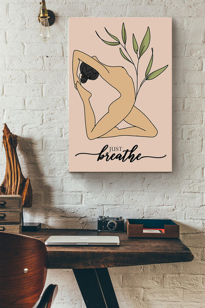 Naked Yoga Just Breathe Canvas Ideas, Canvas Hanging Prints,  Gift Idea Framed Prints, Canvas