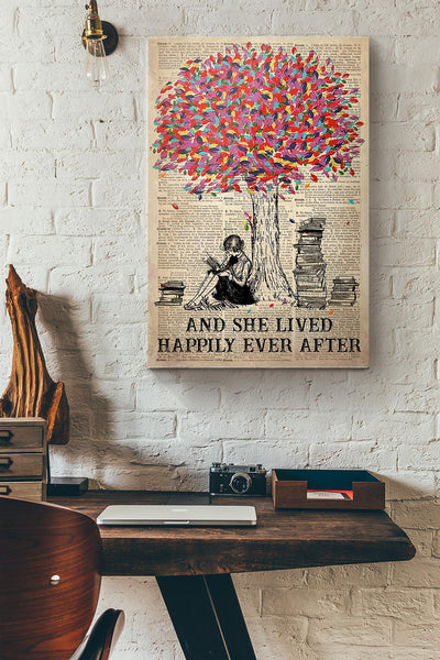 Reading Books And She Lived Happily Ever After Canvas Ideas, Canvas Hanging Prints, Gift Idea Framed Prints, Canvas