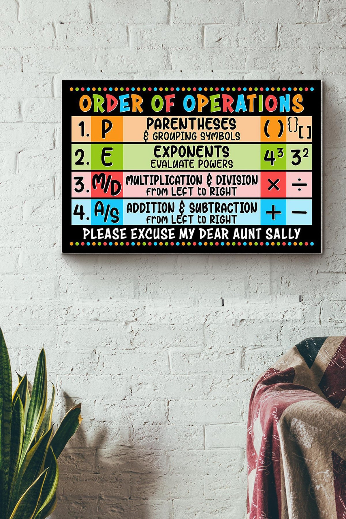 Math Poster - Order Of Operations Wrapped Canvas