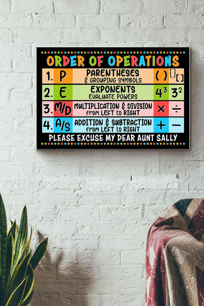 Math Poster - Order Of Operations Wrapped Canvas