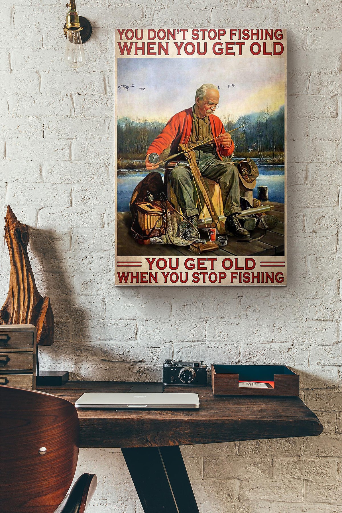 Old Man You Dont Stop Fishing When You Get Old You Get Old When You Stop Fishing Canvas Ideas, Canvas Hanging Prints,  Gift Idea Framed Prints, Canvas