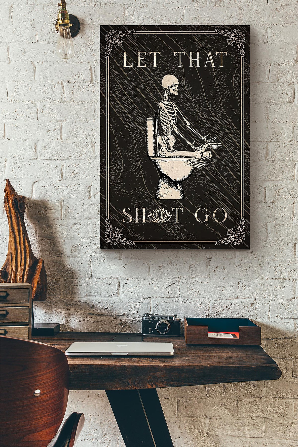 Skeleton Toilet Yoga Let That Shit Go Canvas Ideas, Canvas Hanging Prints,  Gift Idea Framed Prints, Canvas
