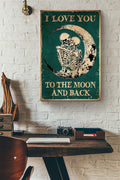 Skeleton Couple I Love You To The Moon And Back Vintage Canvas Ideas, Canvas Hanging Prints,  Gift Idea Framed Prints, Canvas