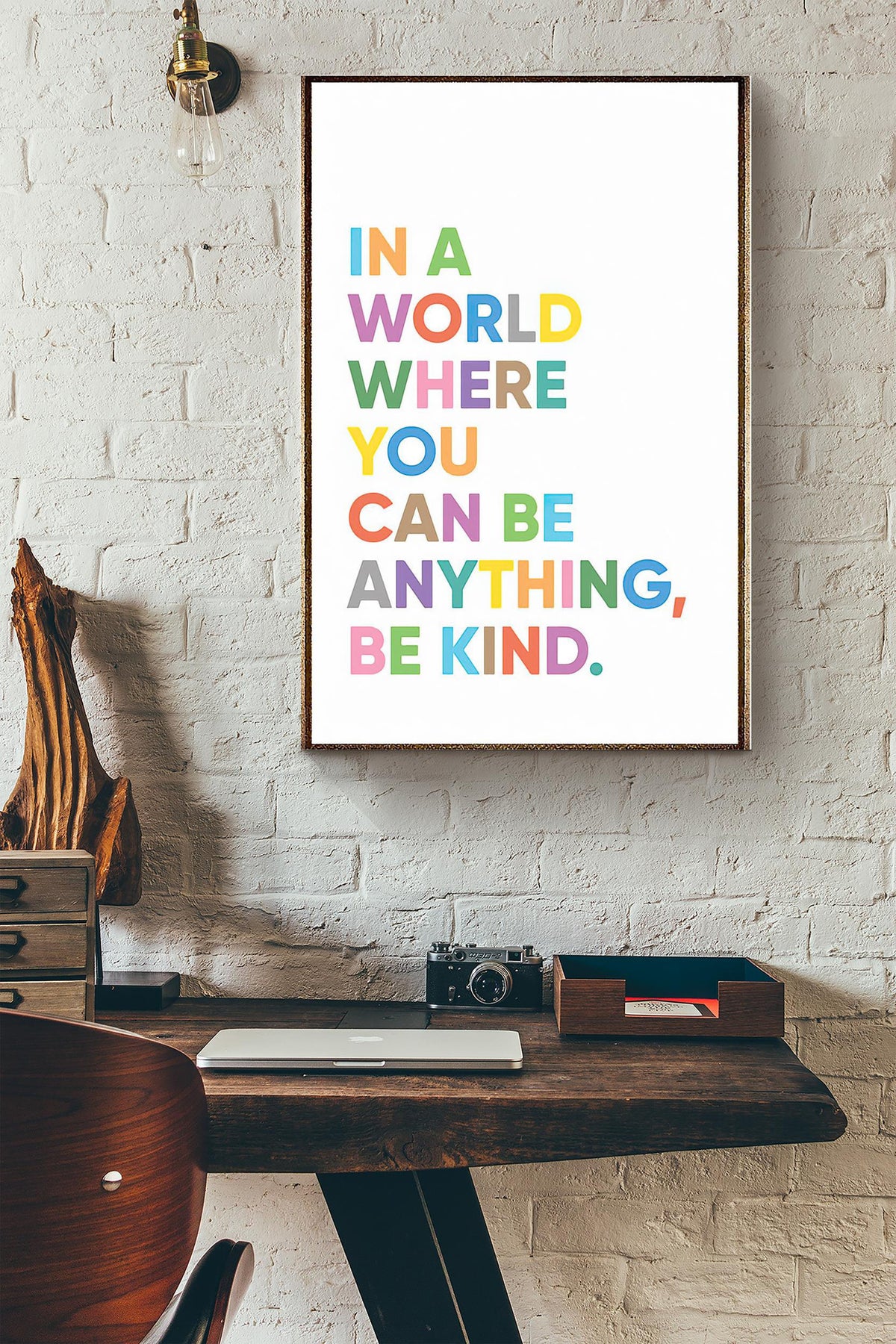 In A World Where You Can Be Anything Be Kind Colorful Teacher Canvas Ideas, Canvas Hanging Prints,  Gift Idea Framed Prints, Canvas