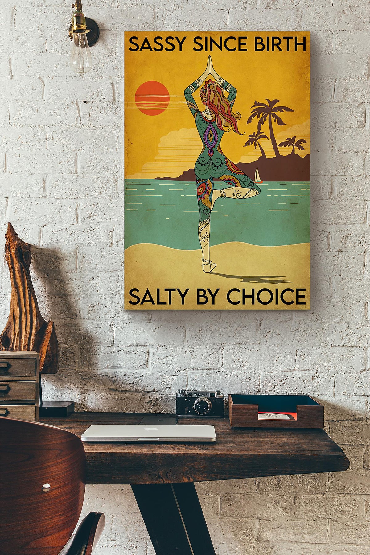 Sunset Yoga Beach Sassy Since Birth Salty By Choice Canvas Ideas, Canvas Hanging Prints,  Gift Idea Framed Prints, Canvas