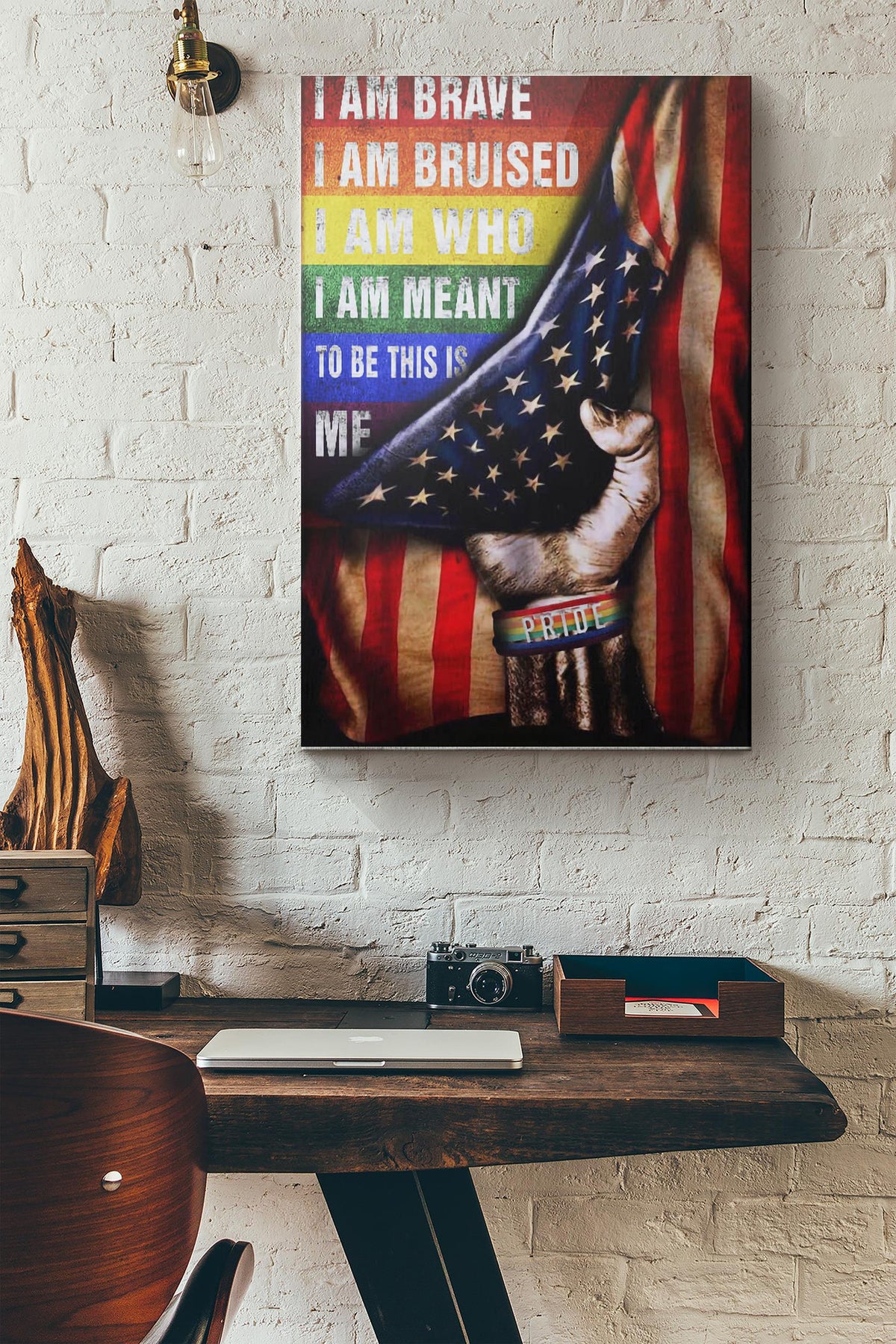 Lgbt Pride I Am Brave I Am Bruised American Flag Canvas Ideas, Canvas Hanging Prints,  Gift Idea Framed Prints, Canvas