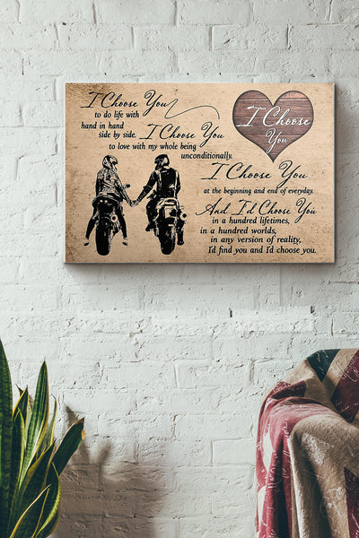 Motorcycle Couple I Choose You Horizontal Canvas Ideas, Canvas Hanging Prints,  Gift Idea Framed Prints, Canvas