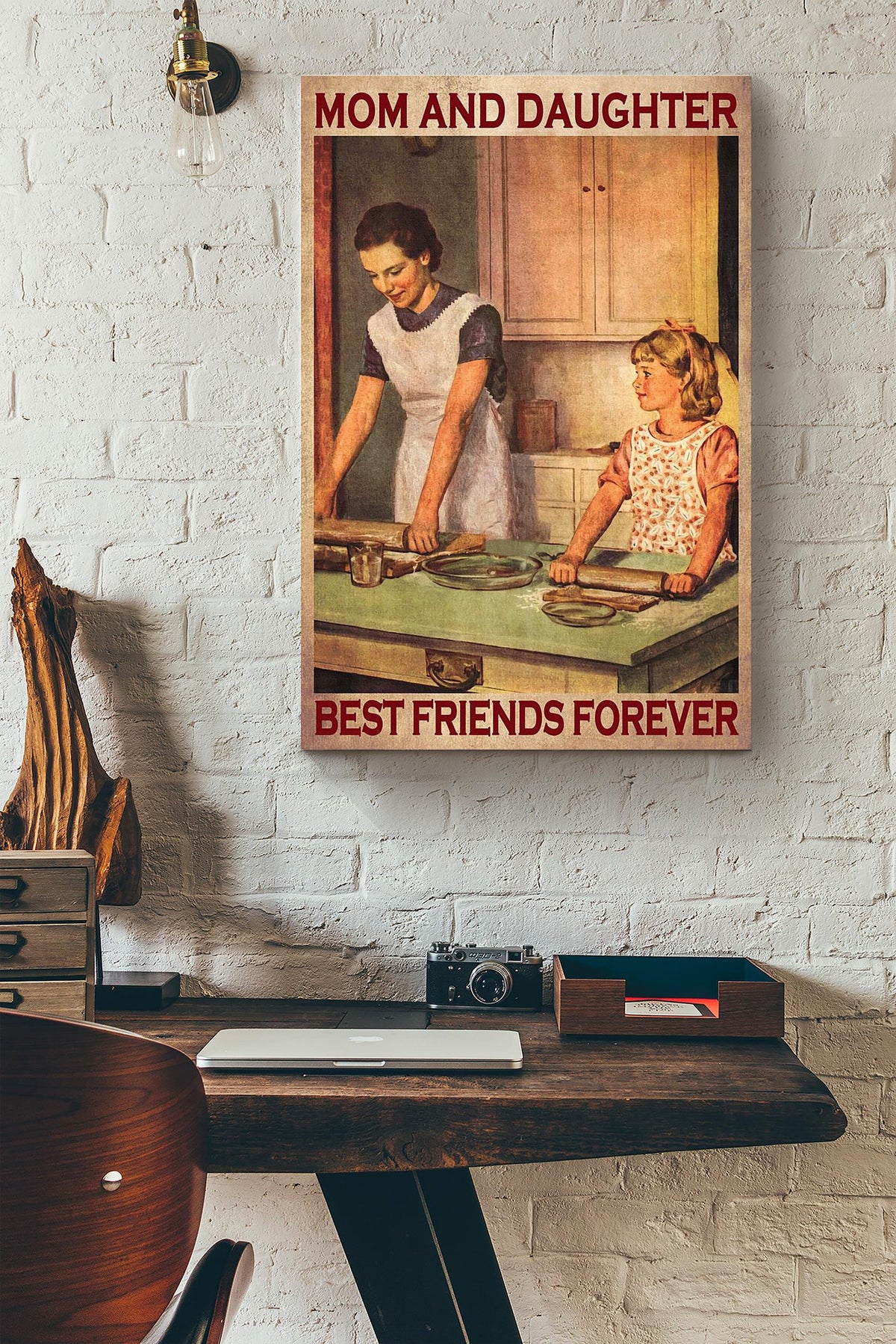Mon And Daughter Best Friends Forever Baking Cake And Cooking Canvas Ideas, Canvas Hanging Prints,  Gift Idea Framed Prints, Canvas