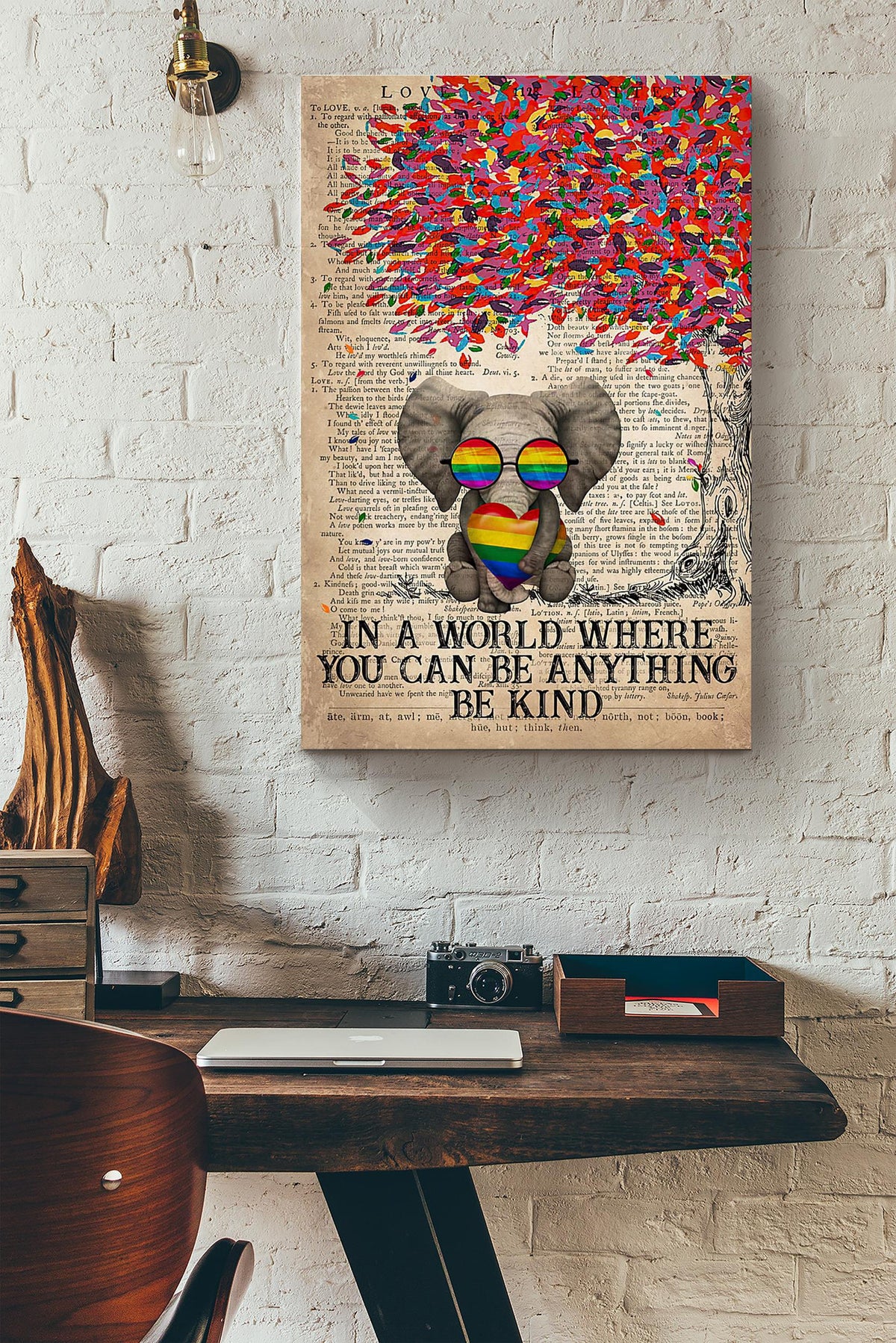Lgbt Elephant Tree In A World Where You Can Be Anything Be Kind Dictionary Canvas Ideas, Canvas Hanging Prints,  Gift Idea Framed Prints, Canvas