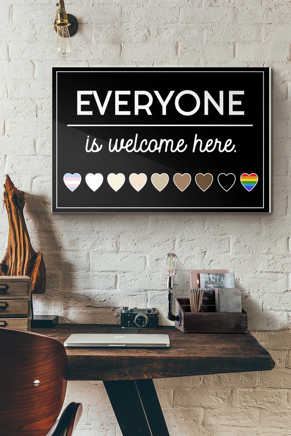 Lgbt Black Everyone Is Welcome Here Canvas Ideas, Canvas Hanging Prints,  Gift Idea Framed Prints, Canvas