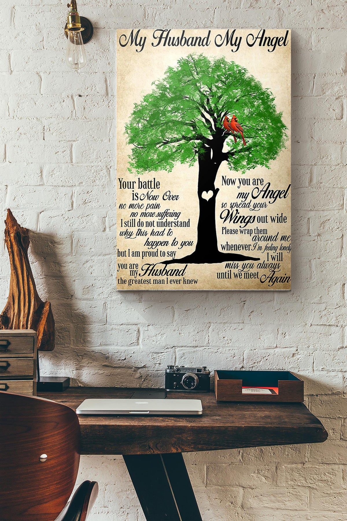 My Husband My Angel Your Battle Is Now Over Hummingbirds Couple Canvas Ideas, Canvas Hanging Prints, Gift Idea Framed Prints, Canvas