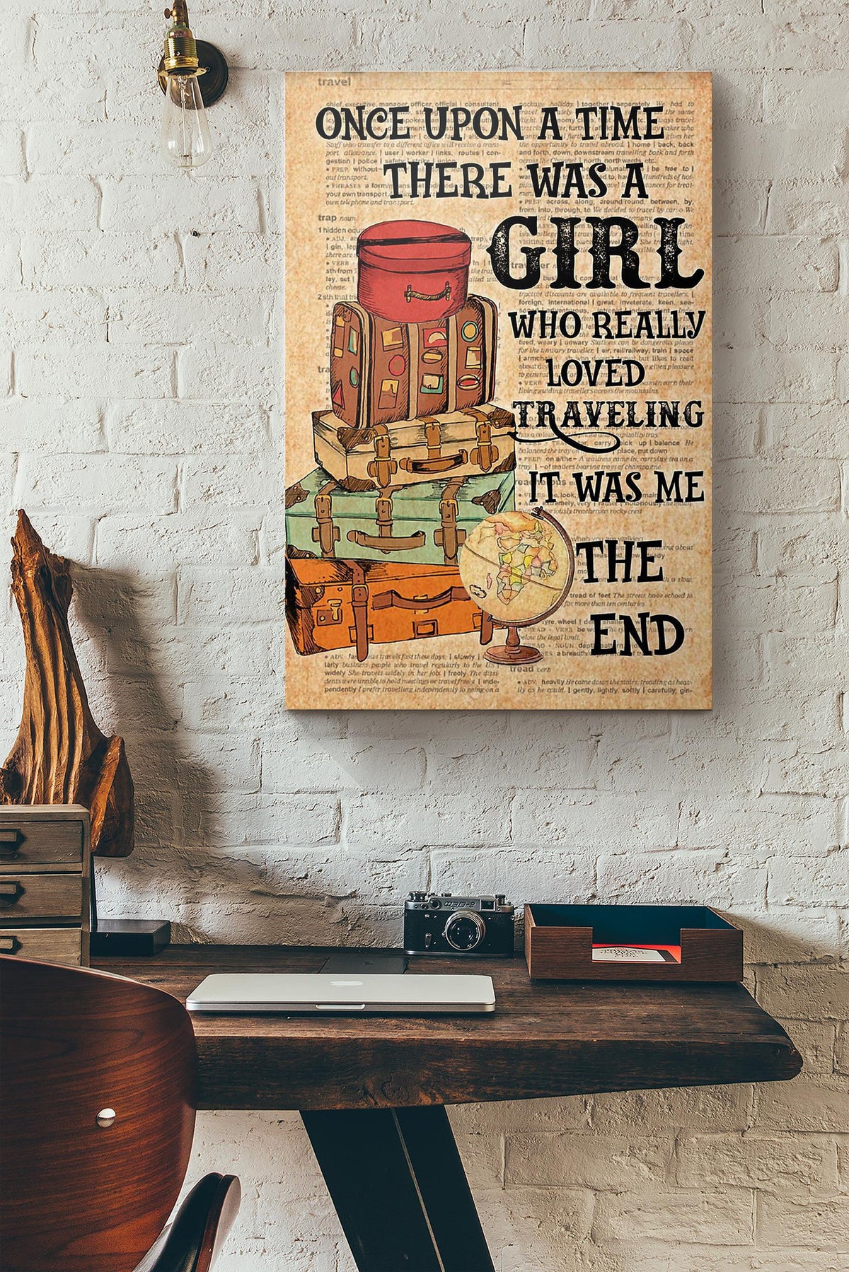 Once Upon A Time There Was A Girl Who Really Loved Traveling Canvas Ideas, Canvas Hanging Prints,  Gift Idea Framed Prints, Canvas