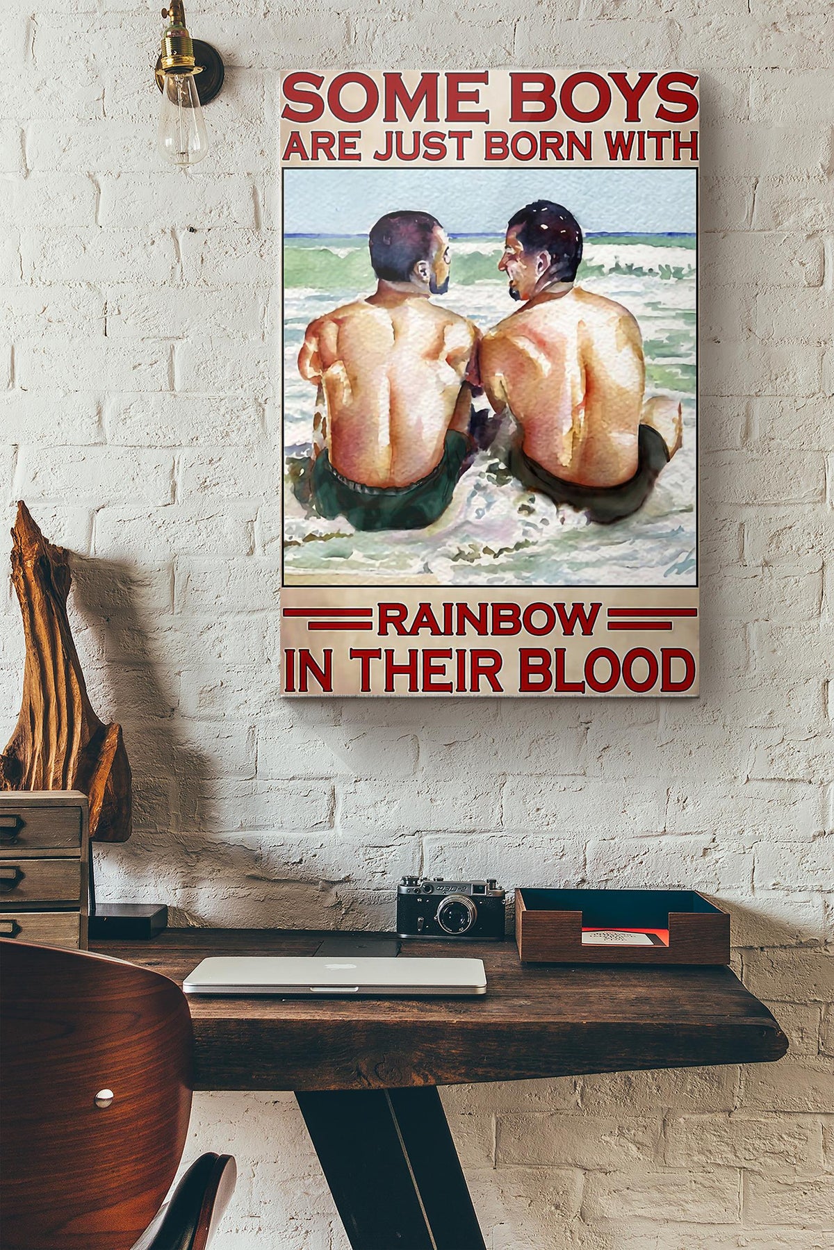Lgbt Some Boys Are Just Born With Rainbow In Their Blood Canvas Ideas, Canvas Hanging Prints,  Gift Idea Framed Prints, Canvas