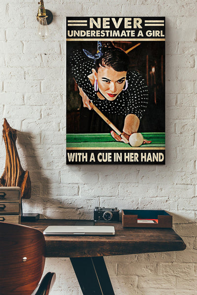 Never Underestimate A Girl With A Cue In Her Hand Canvas Ideas, Canvas Hanging Prints,  Gift Idea Framed Prints, Canvas