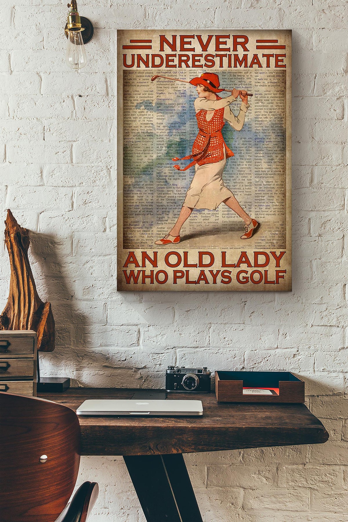 Never Underestimate A Old Lady Who Plays Golf Canvas Ideas, Canvas Hanging Prints, Gift Idea Framed Prints, Canvas