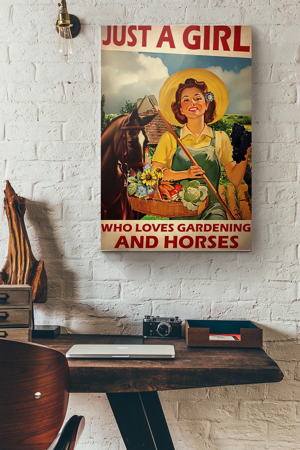 Just A Girl Who Loves Gardening And Horses Canvas Ideas, Canvas Hanging Prints,  Gift Idea Framed Prints, Canvas