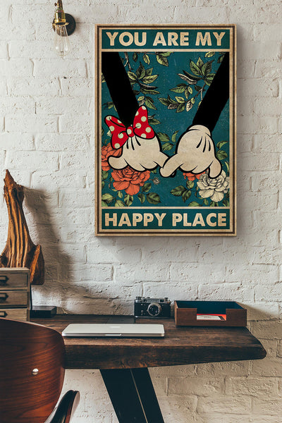 Mickey Couple You Are My Happy Place Canvas Ideas, Canvas Hanging Prints,  Gift Idea Framed Prints, Canvas
