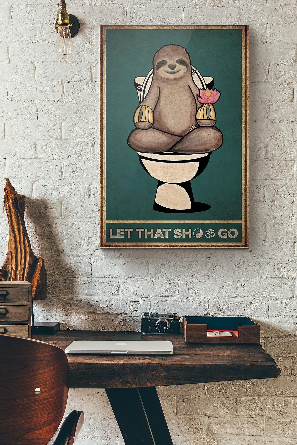 Sloth Yoga Let That Shit Go Canvas Ideas, Canvas Hanging Prints, Gift Idea Framed Prints, Canvas