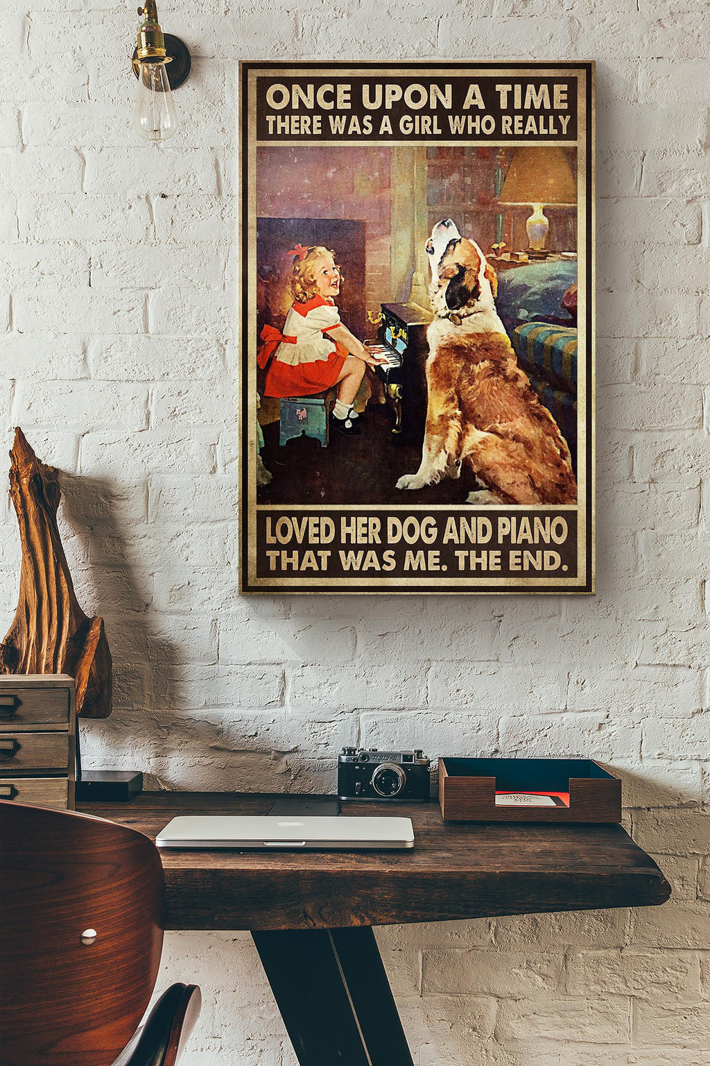 There Was A Girl Who Really Loved Dog And Piano It Was Me Canvas Ideas, Canvas Hanging Prints,  Gift Idea Framed Prints, Canvas
