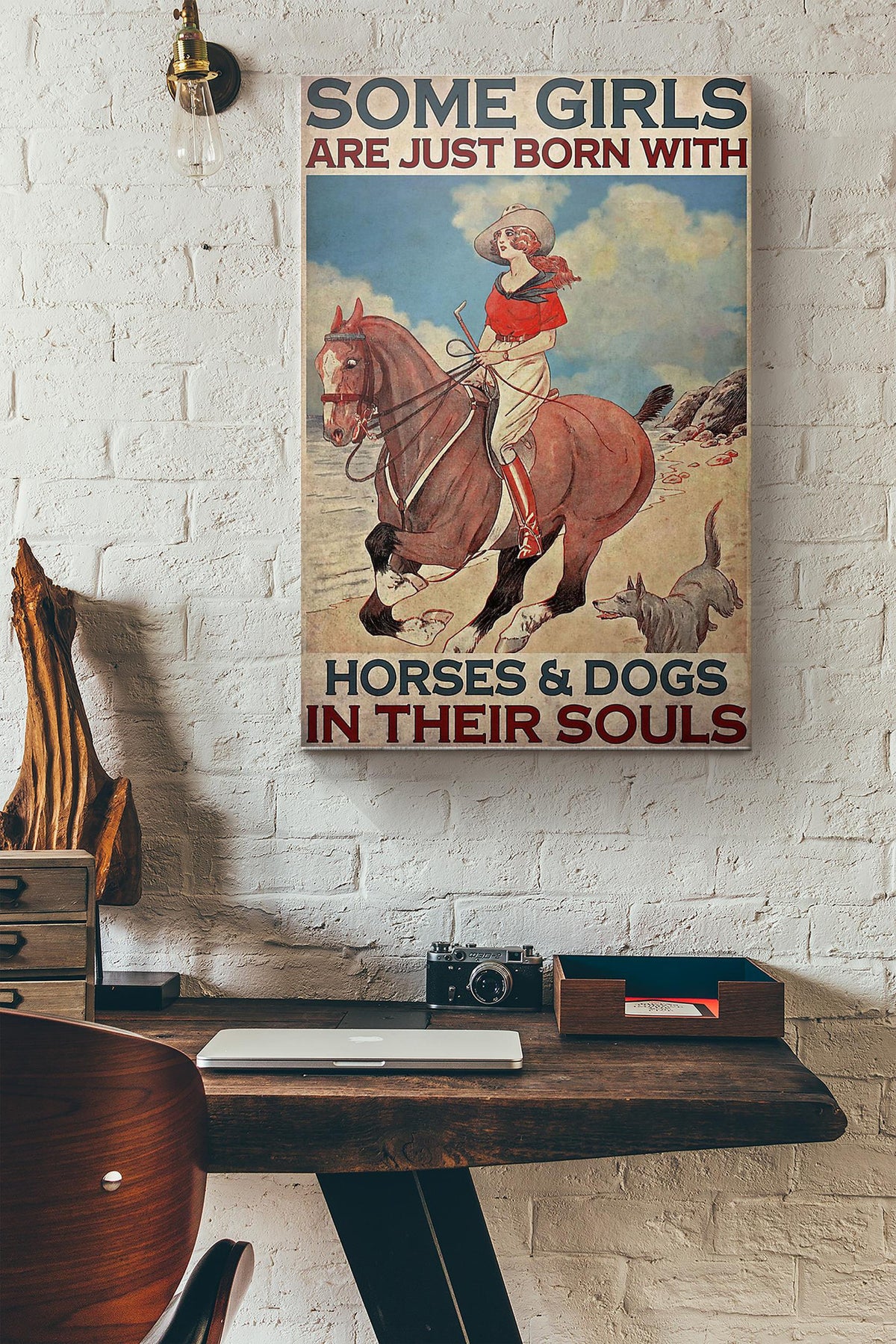 Some Girls Are Just Born With Horses And Dogs In Their Soul Canvas Ideas, Canvas Hanging Prints,  Gift Idea Framed Prints, Canvas