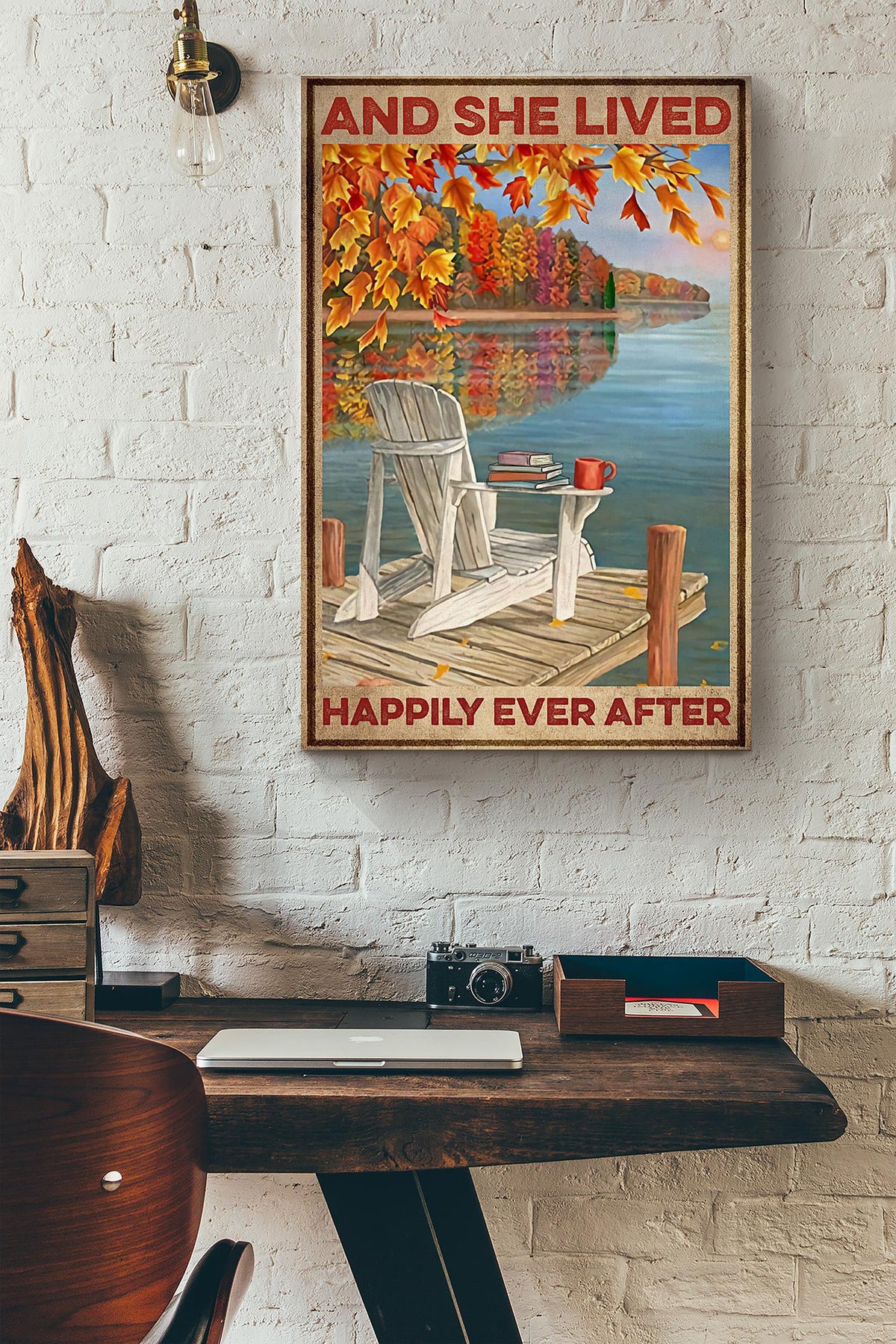 Lake Reading She Lived Happily Ever After Canvas Ideas, Canvas Hanging Prints,  Gift Idea Framed Prints, Canvas