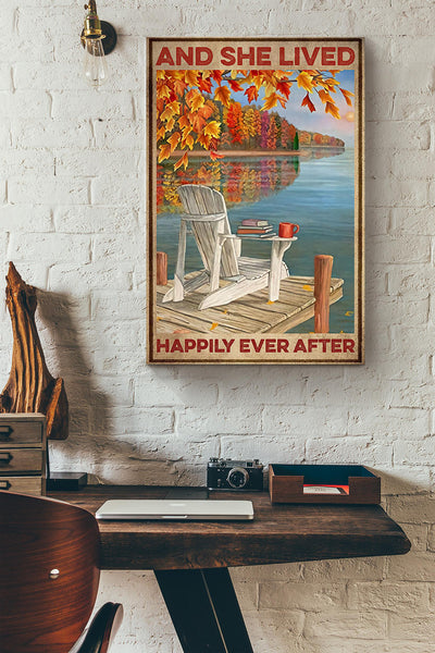 Lake Reading She Lived Happily Ever After Canvas Ideas, Canvas Hanging Prints,  Gift Idea Framed Prints, Canvas