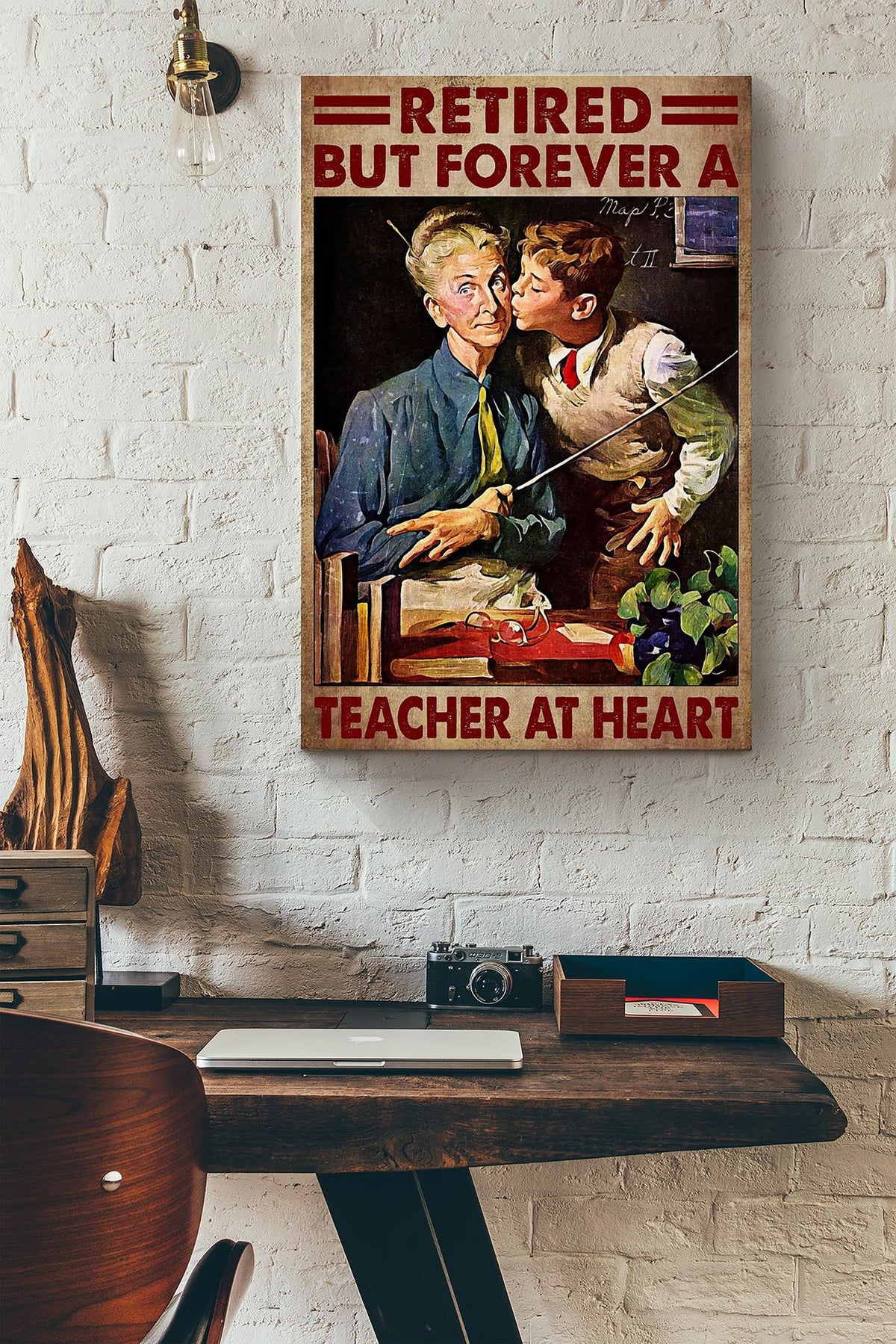 Retiered But Forever A Teacher At Heart Canvas Ideas, Canvas Hanging Prints,  Gift Idea Framed Prints, Canvas