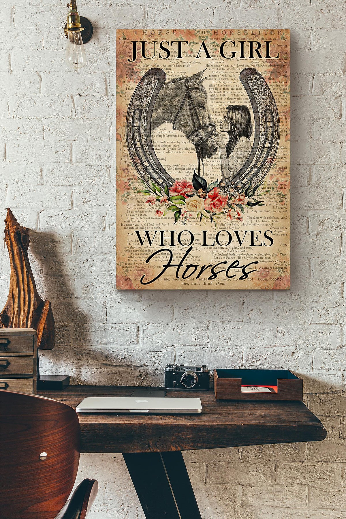 Just Girl Who Loves Horses Dictionary Flowers Horseliter Canvas Ideas, Canvas Hanging Prints,  Gift Idea Framed Prints, Canvas